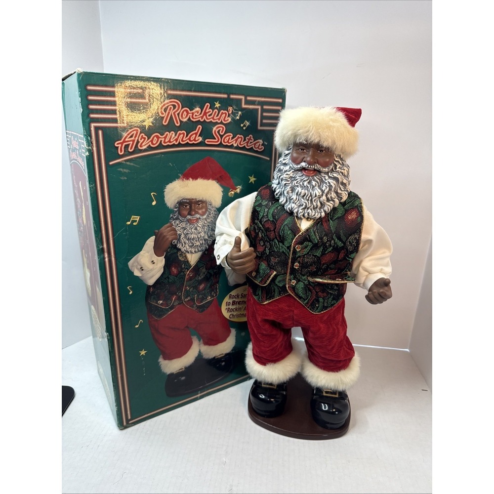 1999 Rockin Around Christmas Tree African‎ Black Santa Claus NOT TESTED Parts